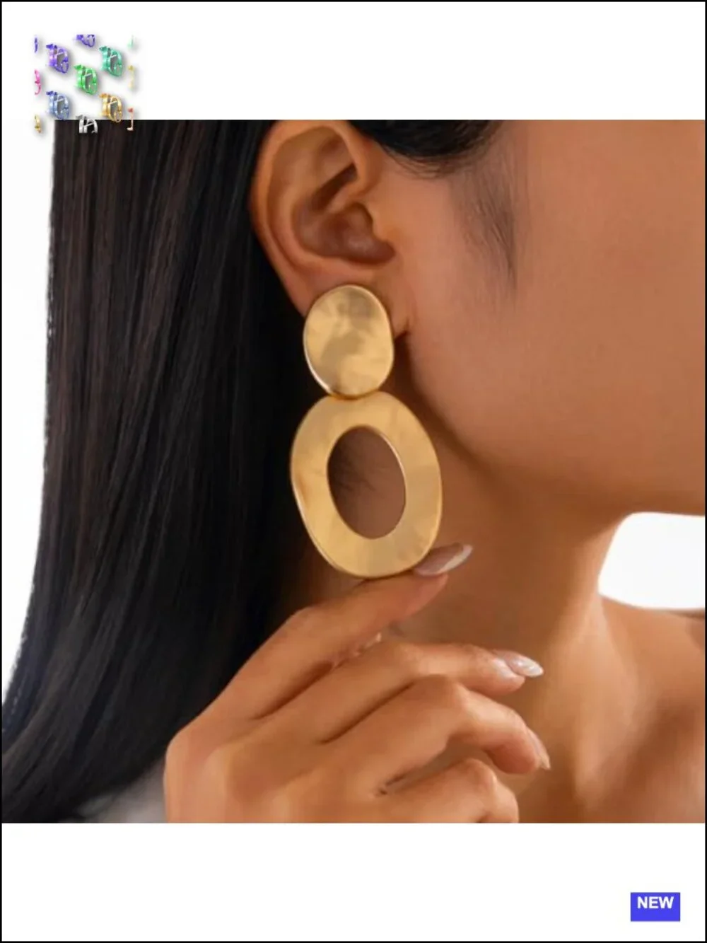 Large Chunky Gold Circle Statement Earrings Exaggerated Geometric Dangle for